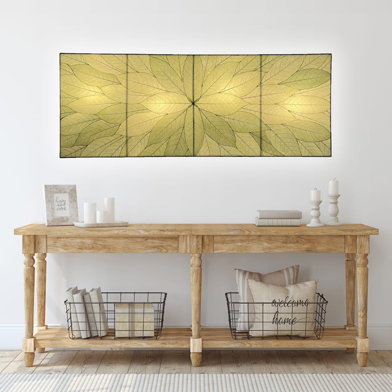 Eangee Handmade Sunburst Panel Wall Lamp, Cocoa Leaves Shade, 22 x 6 x 58 in. - 22 x 58 x 6 in