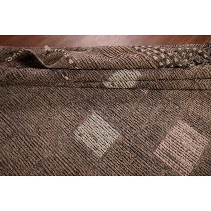 Moroccan Large Modern Area Rug Hand-Knotted Wool Carpet - 12'1"x 18'0"