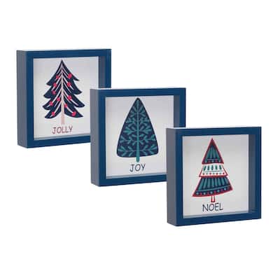 Pine Tree Christmas Wall Signs - 6" - Set of 6