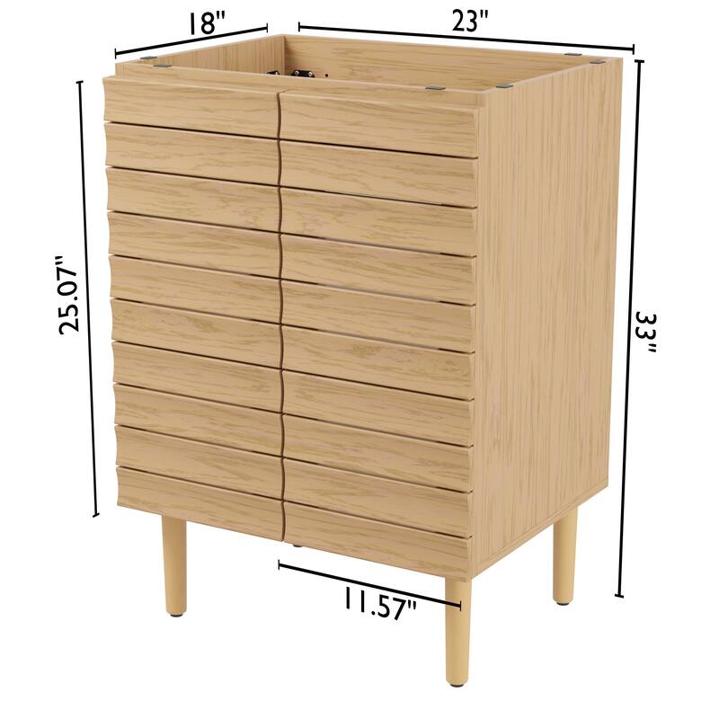 Calandre Thick Linear Slat Modern Farmhouse 2-Shelf Bath Vanity Cabinet Only (Sink Basin not Included), by JONATHAN Y