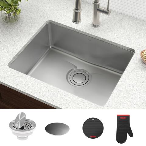 KRAUS Dex Stainless Steel 25 inch 1-Bowl Undermount Kitchen Bar Sink