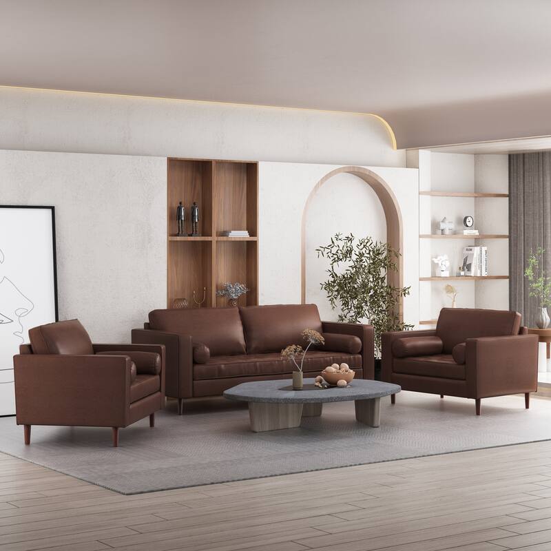 Malinta Faux Leather 3 Seater Sofa and Club Chair Set by Christopher Knight Home - Espresso/ Dark Brown