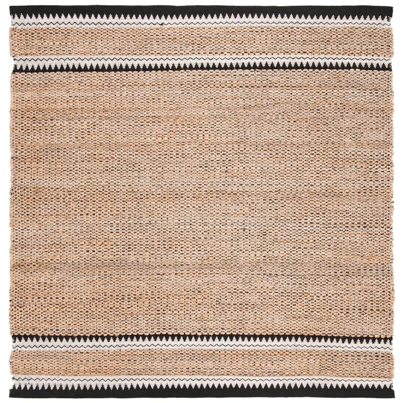 SAFAVIEH Handmade Natural Fiber Jokelien Boho Jute Rug - 10' Square - Natural/Black