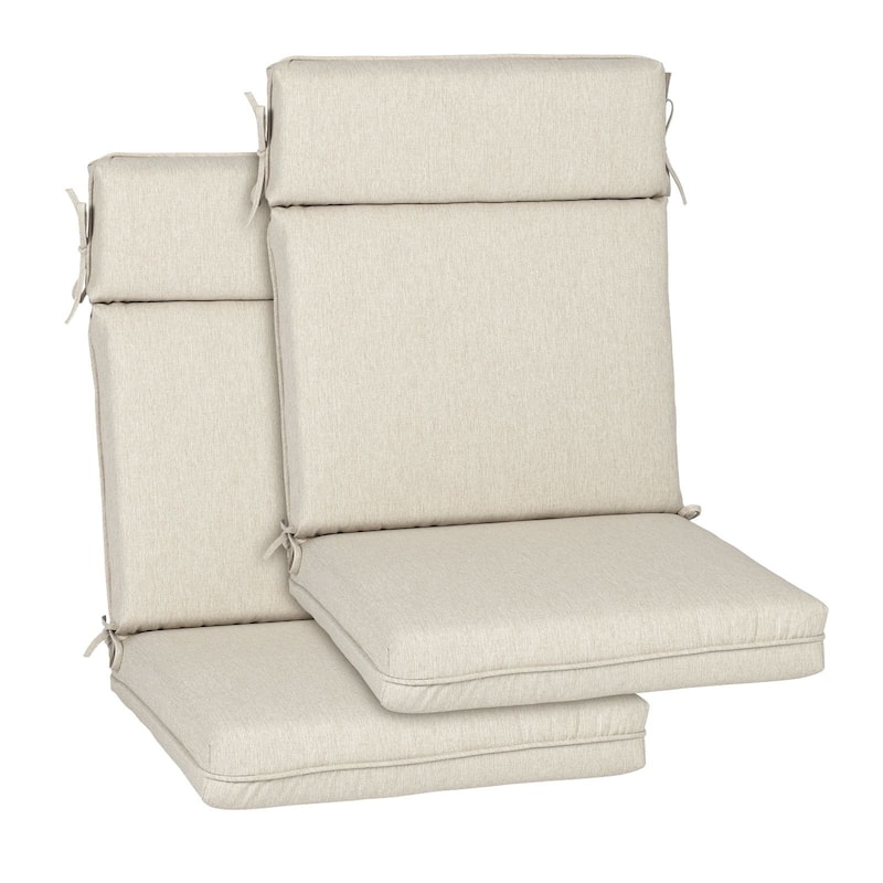 Aoodor Outdoor High Back Dining Chair Cushion Set, 44"x21"x3.2", Set of 2 - 44"x21"x3.2" - Light Taupe