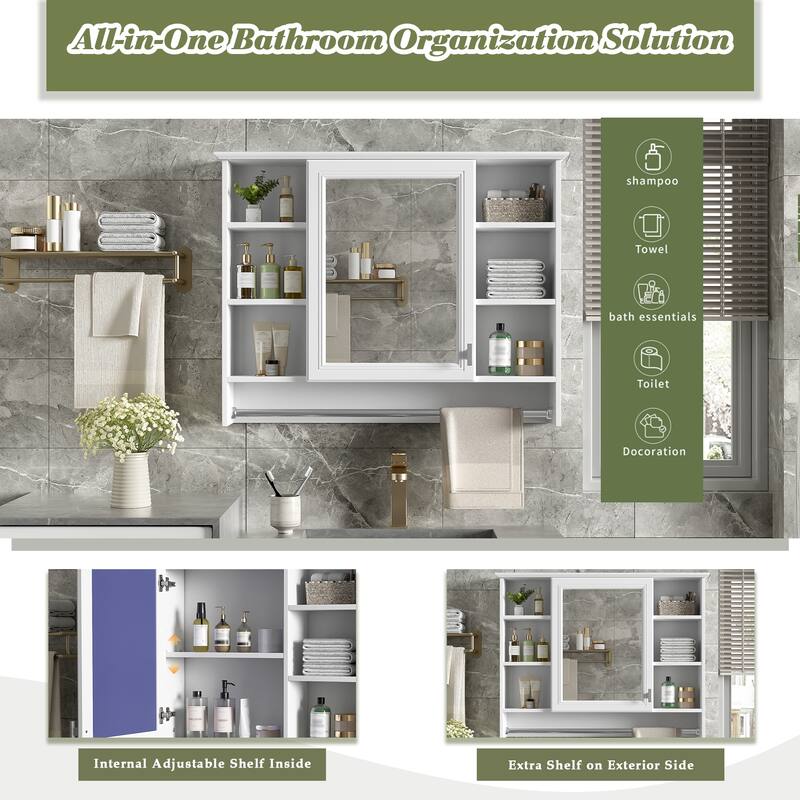 Roomfitters 36 Inch 3-in-1 Wall Mount Medicine Cabinet, Mirror Storage with Adjustable Shelf & Soft Close Doors