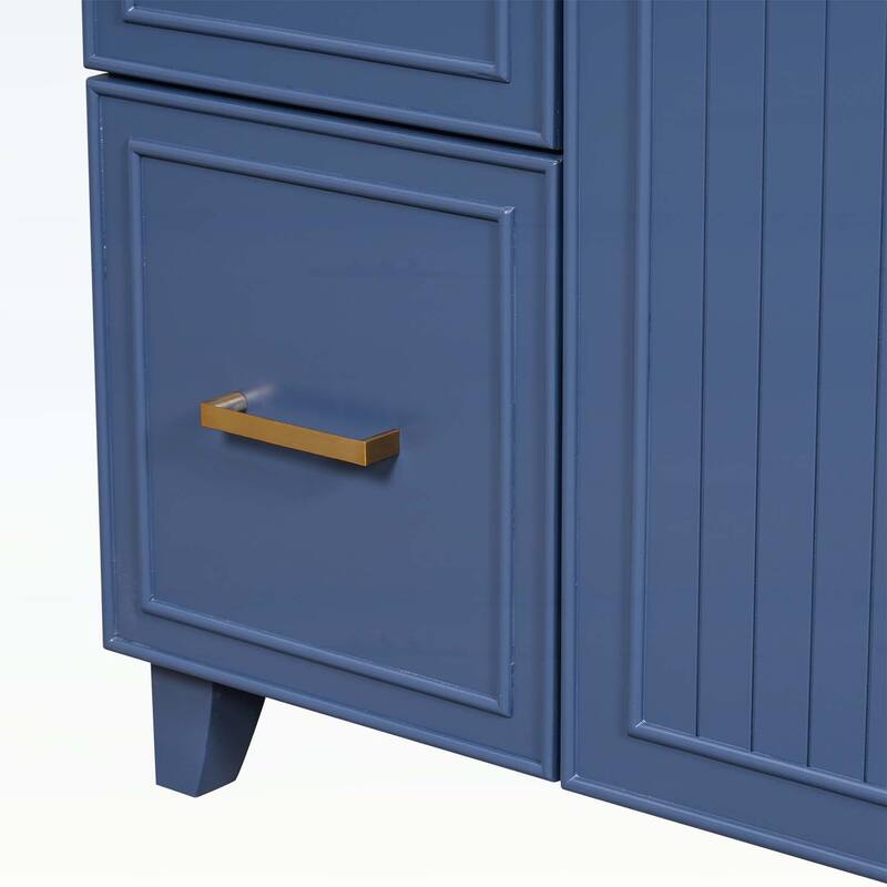 Stylish and Functional Bathroom Vanity with Ceramic Sink,Soft Close Doors,and Double-Layer Drawers for Modern Storage