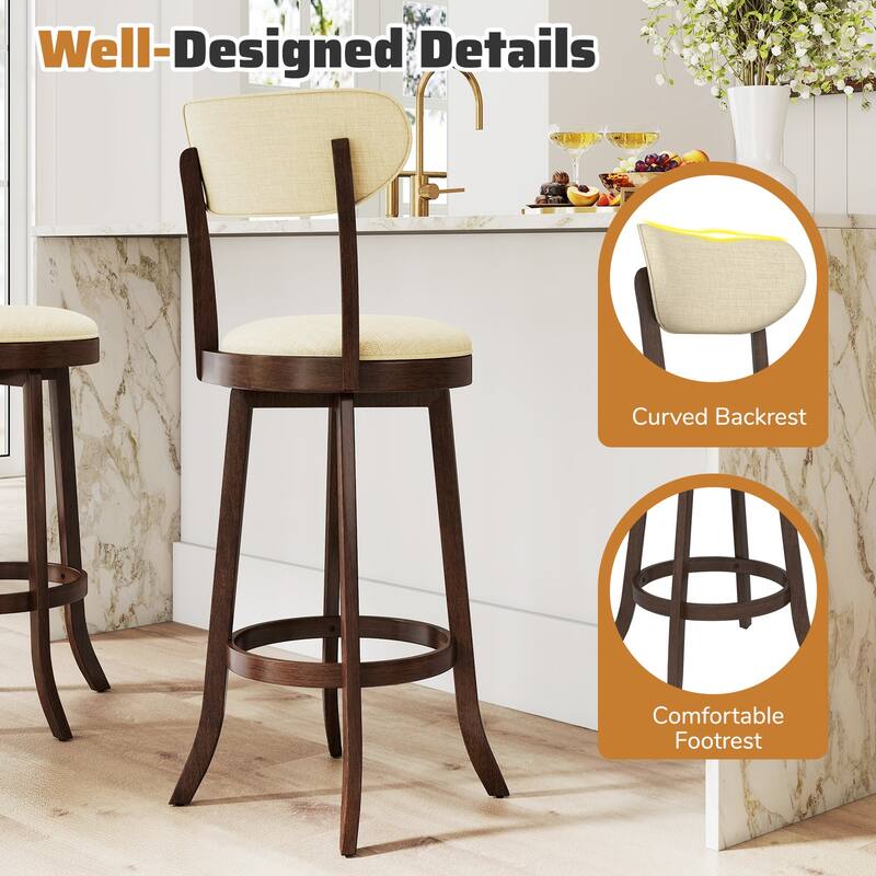 Gymax 30.5'' Bar Height Chairs Set of 4 Swivel High Barstool w/ Padded