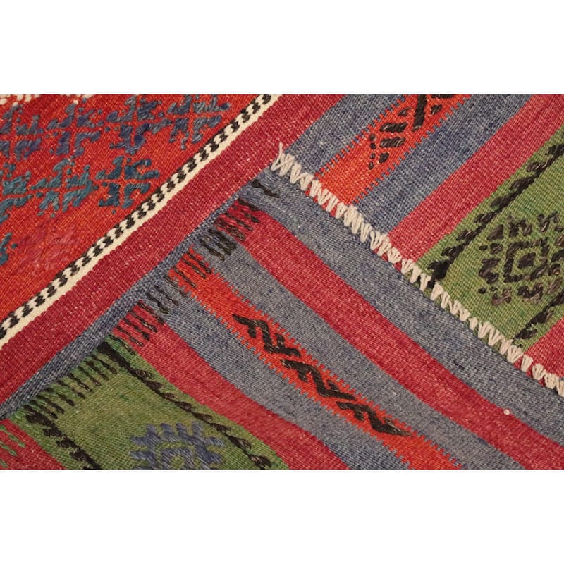 Hand Woven Oriental 100% Wool Carpet Southwestern Tribal Multi-Colored Kilim Area Rug - 10' 0'' X 6' 0''