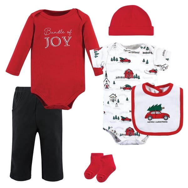 slide 1 of 1, Hudson Baby Unisex Baby Cotton Layette Set, Christmas Scene 9-12 Months - Christmas Scene