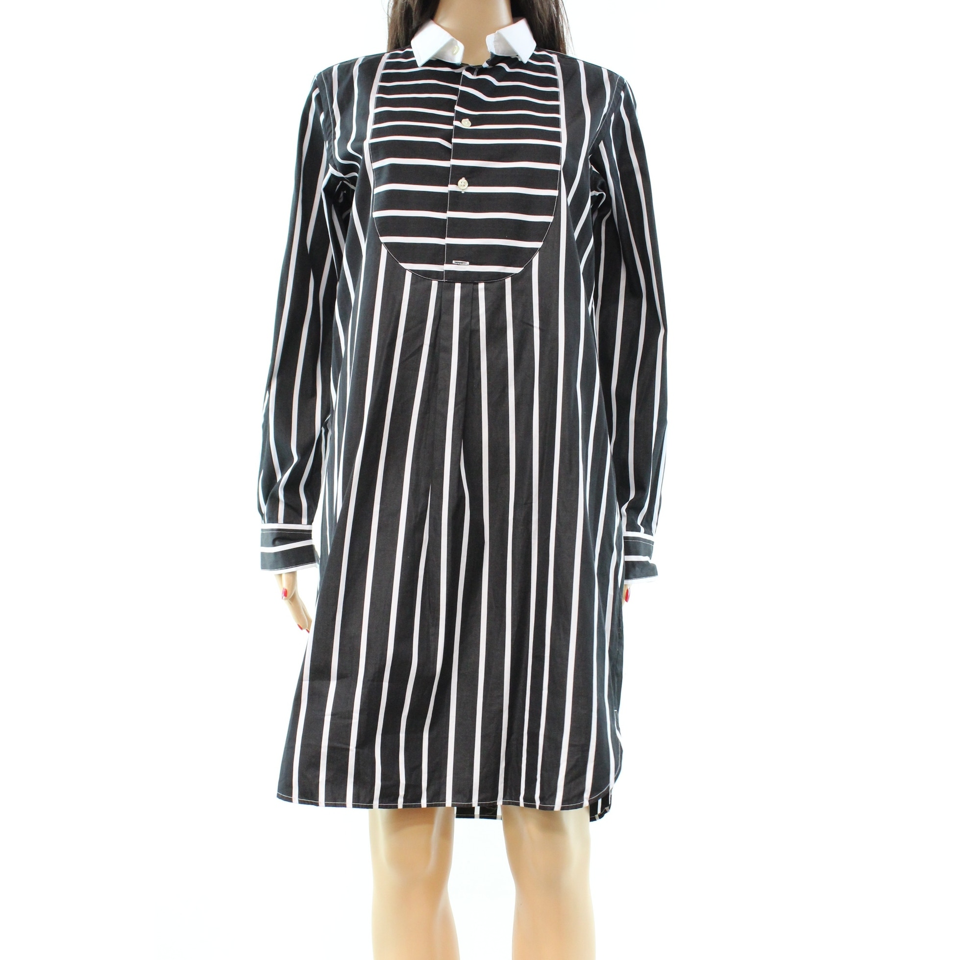 black and white striped tunic dress