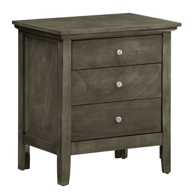 Contemporary Gray Nightstand with 3 Drawers - 26\