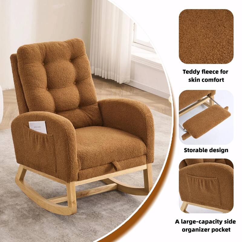 Nursery Rocking Chair - 39.76" Tall with Flip-Down Ottoman