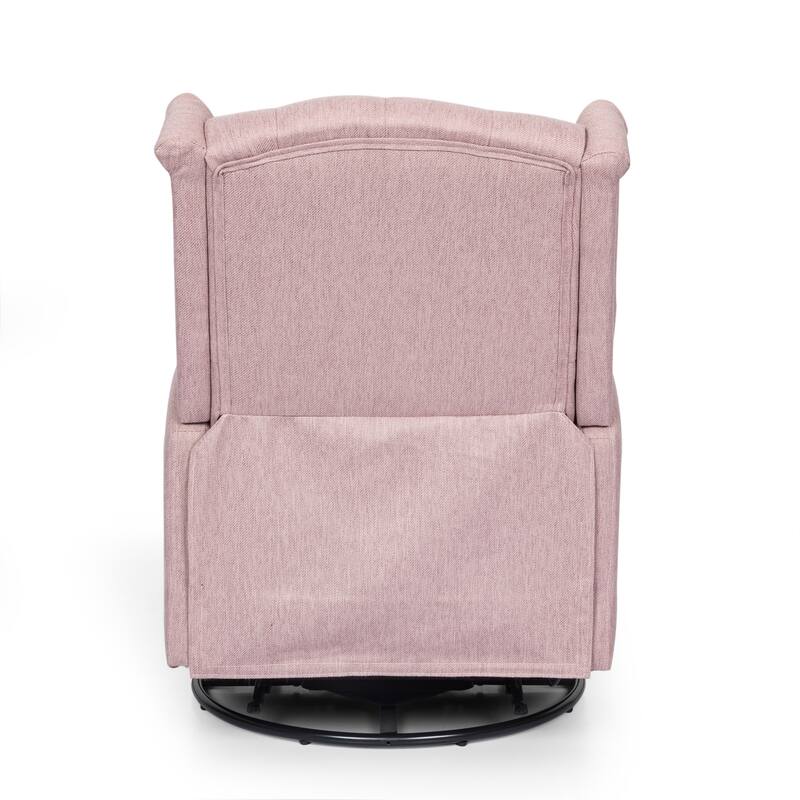 Swivel Tufted Recliner Chair, Fabric Manual Rocking Lounge Chair with Adjustable Backrest & Footrest Modern Single Sofa Chair