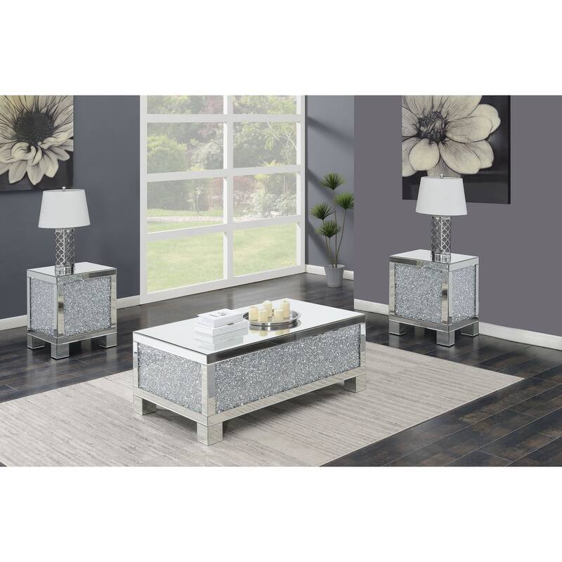 Gillian Mirrored Coffee And End Table Set Silver - 3-piece set