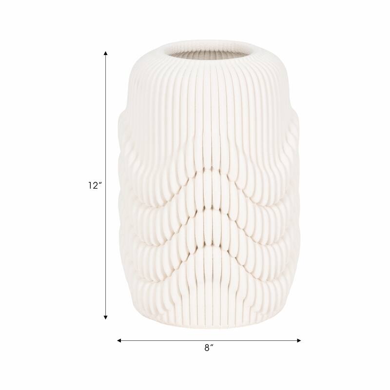 Porcelain 3D Printed Textured Vase - Ivory/Beige