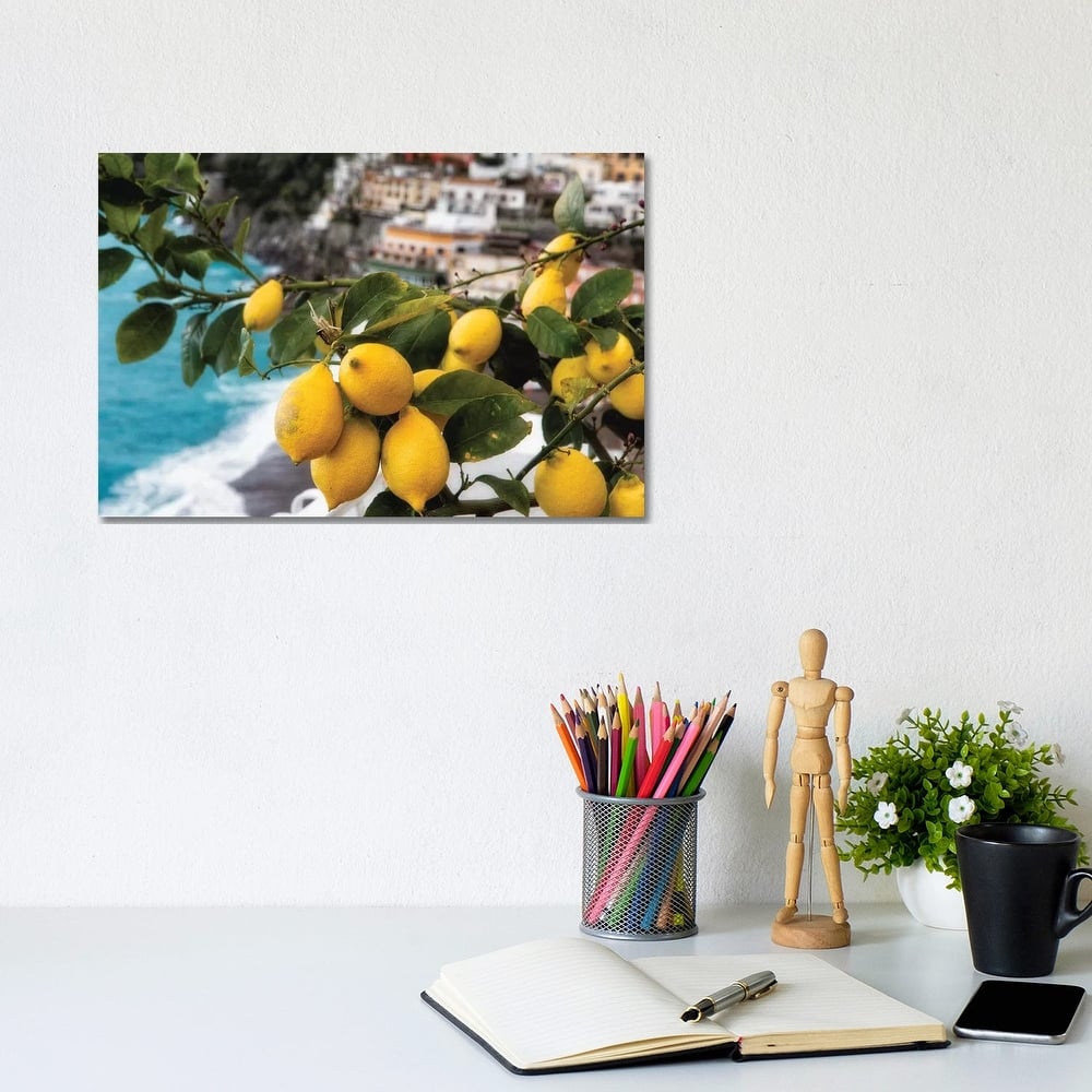 iCanvas "Close Up View of a Lemon Tree with Fruit, Positano, Amalfi Coast, Campania, Italy" by George Oze Canvas Print