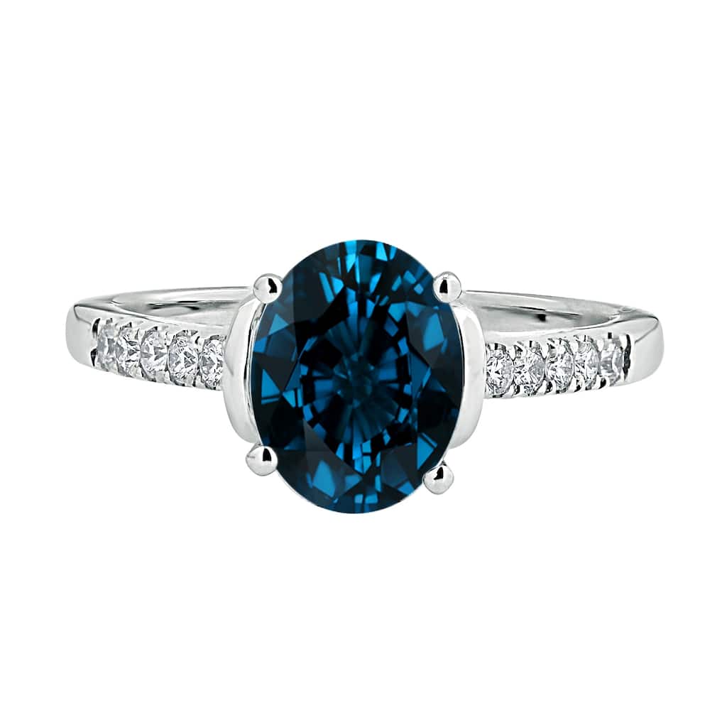 Auriya 2ct Fancy Oval London Blue Topaz and Diamond Engagement Ring 1/6ctw 14k Gold