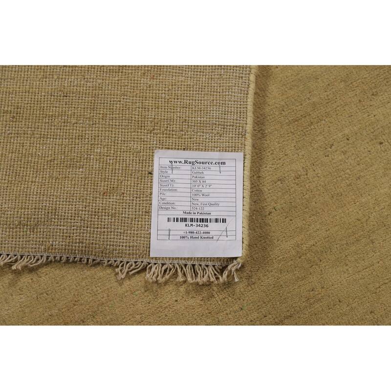 Gold Gabbeh Modern Runner Rug Handmade Wool Carpet - 2'9"x 10'0"