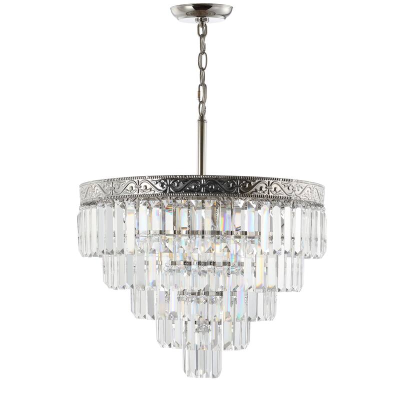 Gaines Crystal LED Chandelier, Polished Nickel/Clear by JONATHAN Y