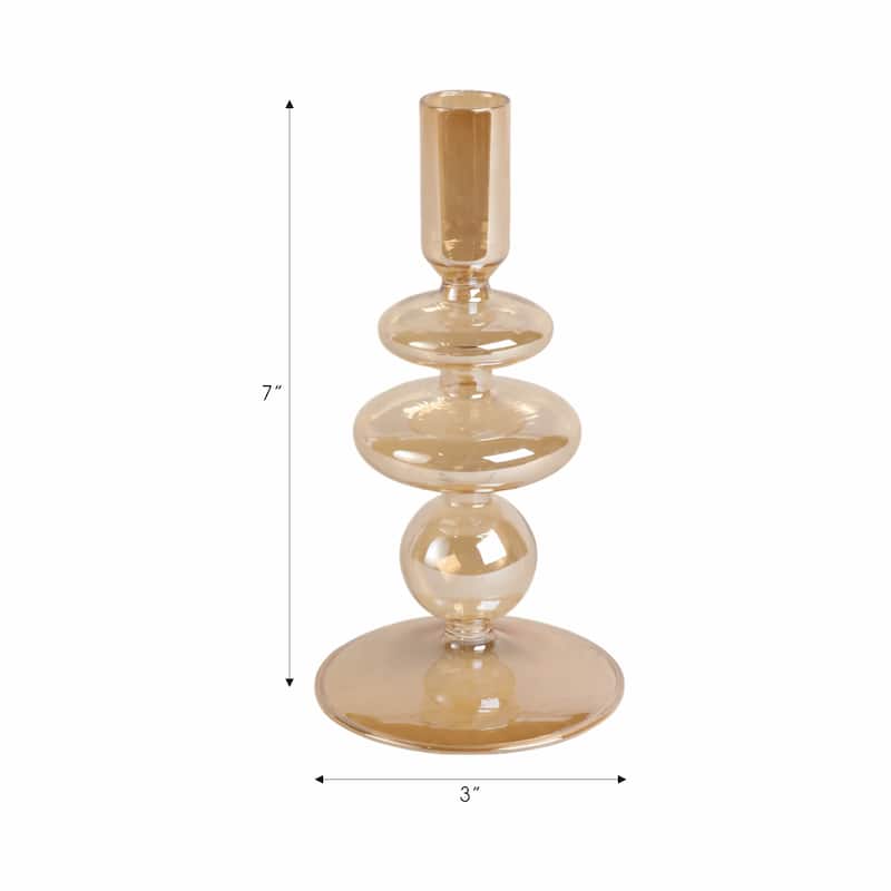 Sculptural Glass Candle Holder with Rounded Accent Base - Modern Tabletop Candle Holder for Any Room