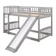 preview thumbnail 9 of 34, Modren Twin Over Twin Versatile Low Bunk Bed With Slide,Fence and Ladder For Toddler Kids Teens