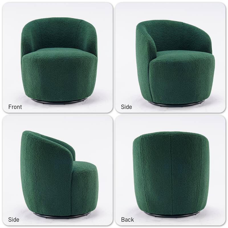 Ouyessir Modern Teddy Upholstered Swivel Barrel Chair(Set of 2)