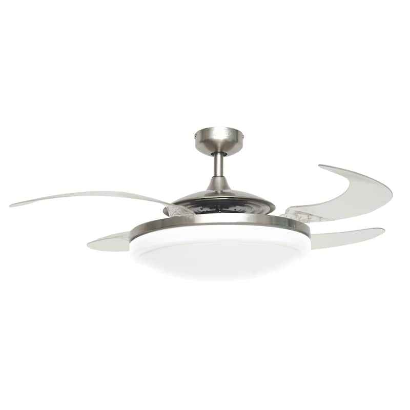 Fanaway Evo2 Retractable 4-blade Lighting with Remote Ceiling Fan - Brushed Chrome