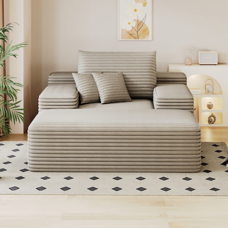 Oversized Corduroy Upholstered Single Sofa Chaise Lounge Chair Fluffy Plush Cloud Sofa Bed Sleeper Couch Reading Chair