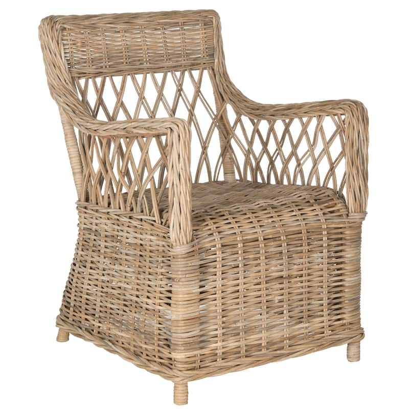 SAFAVIEH Yoshiko Dining Kubu Natural Rattan Arm Chair - 24" x 28" x 37" - 24Wx28Dx37H