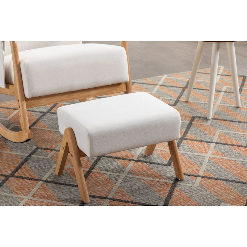 Rocking Chair With Ottoman Modern Upholstered Fabric Rocking Armchair