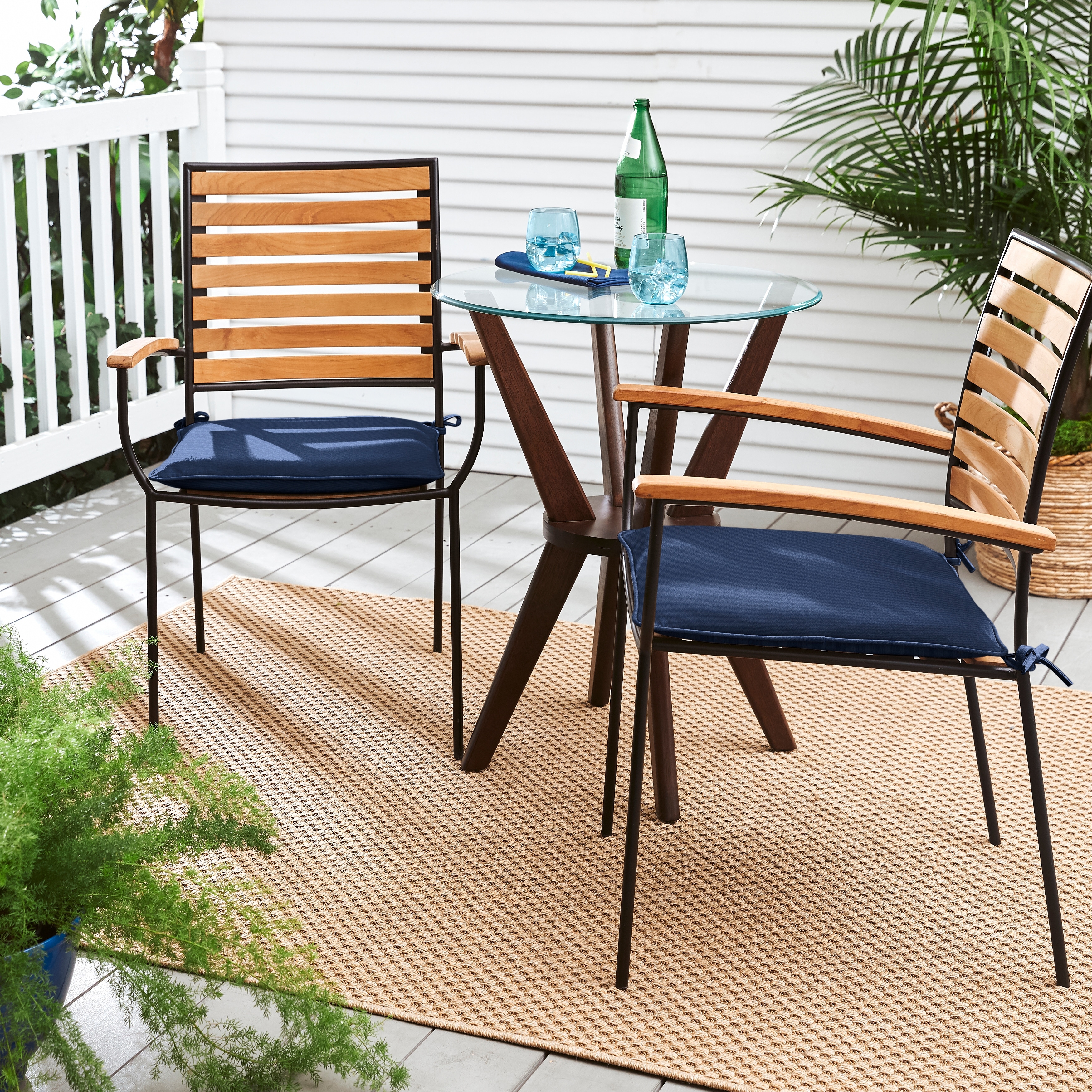 48 x 48 x 4 Outdoor Papasan Chair Cushion Wedge Wood Blue - Sorra Home