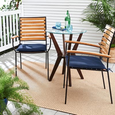 Sorra Home Sunbrella Canvas Navy Indoor/ Outdoor Cushion, Set of 2