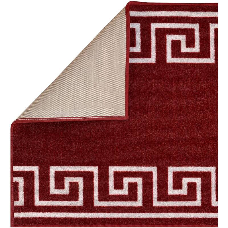 Custom Size Greek Key Black 26 Inch Wide Non-Slip Stair Runner Rug