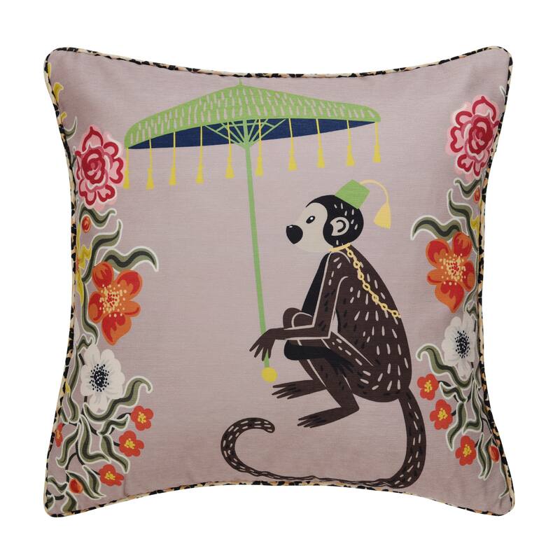 StyleCraft Maharaja Monkey Right Side Throw Pillow - Blush