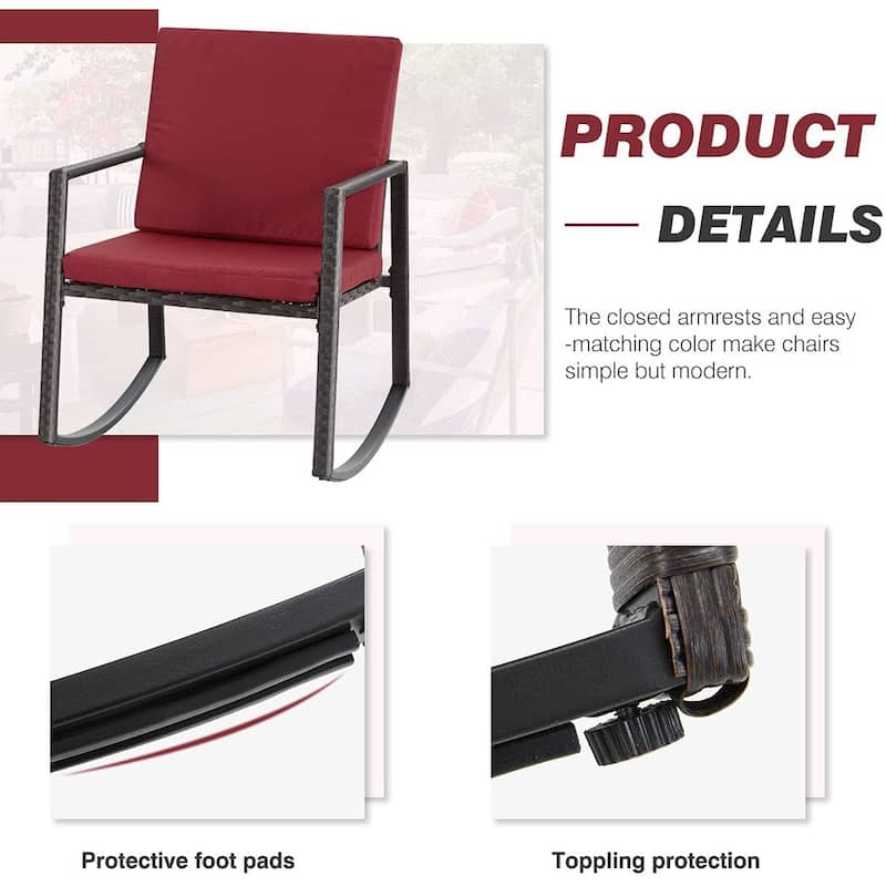 EROMMY 6-Piece Patio Furniture Set, Rattan Daybed with Canopy and Adjustable Backrest