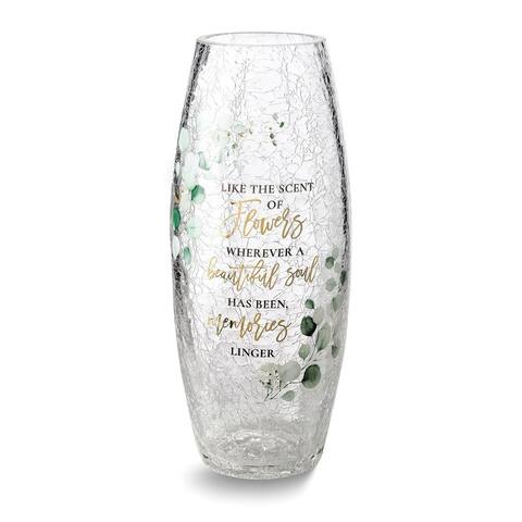Curata Crackle Glass Memorial Flower Vase with Sympathy Verse
