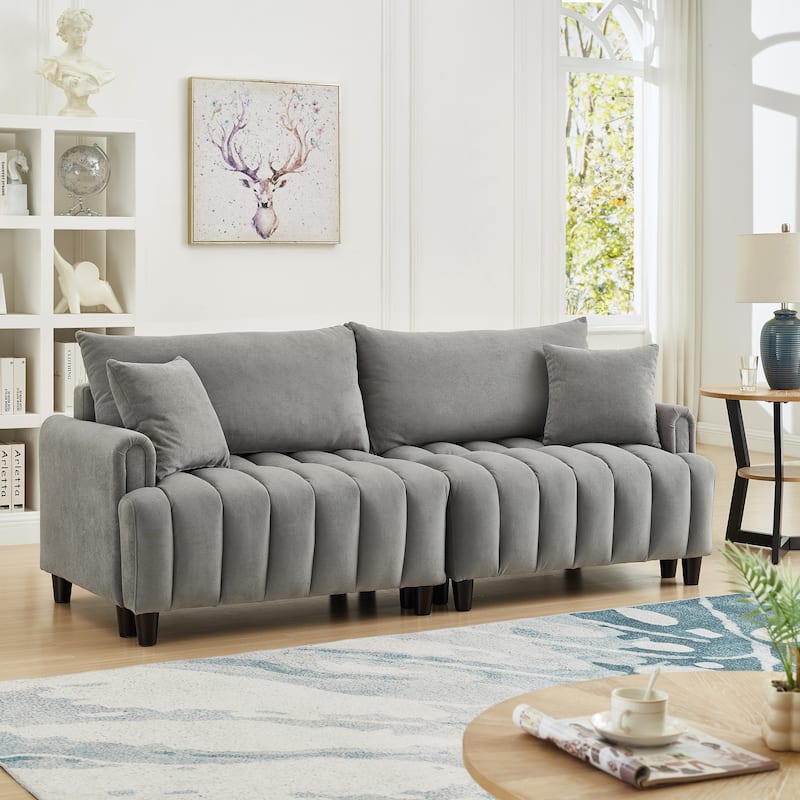Futon Loveseat Couch Convertible into Sleeper Sofa Bed with Hidden Storage and Adjustable Backrest, Modern Loveseat Sleeper