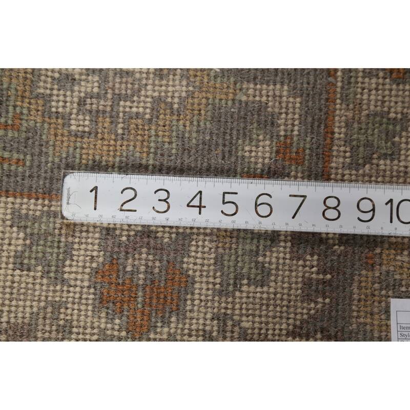 Gray Oushak Indian Accent Rug Hand-Knotted Transitional Wool Carpet - 3'2"x 5'6"
