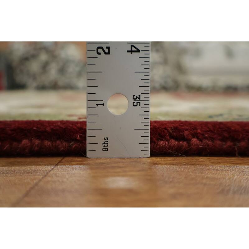 Hand Knotted Oriental 100% Wool Carpet Traditional All-Over Red Agra Area Rug - 12' 0'' X 9' 0''