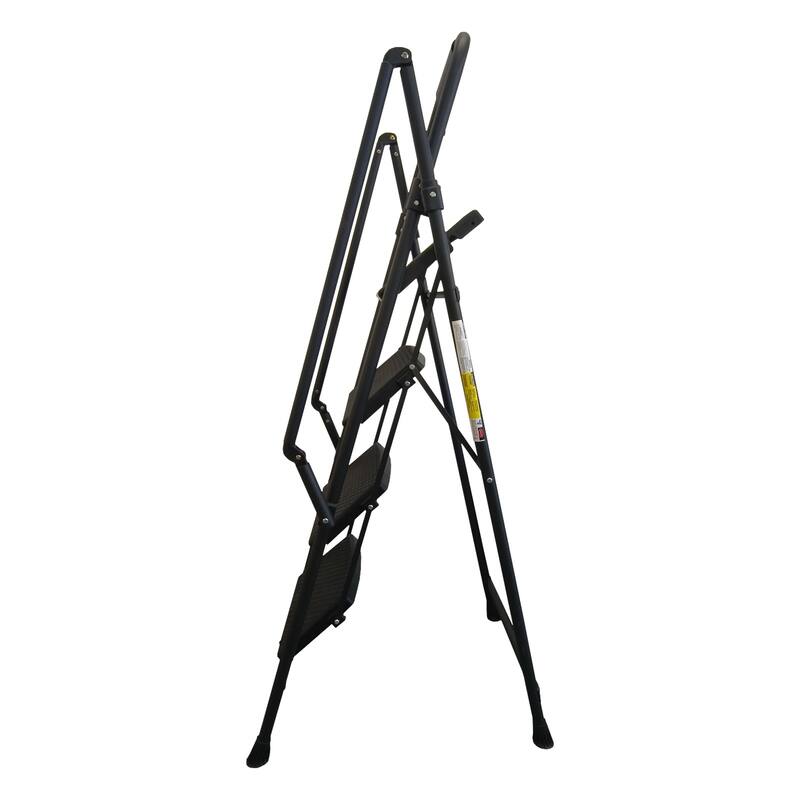 Black Lightweight Folding Four Step Stool