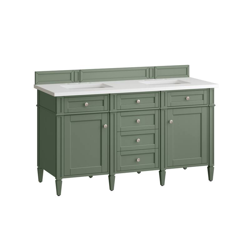 James Martin Vanities 650-V60D-3WZ Brittany 60" Double Basin Poplar - Smokey Celadon