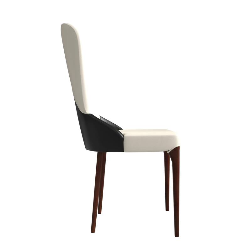 Havana Leather Upholstered Solid Wood Dining Chair Two-Tone Color Design Set of 4