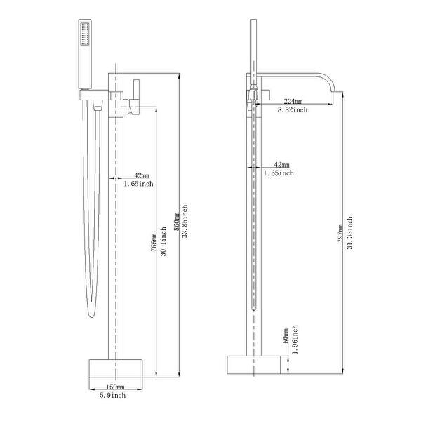 Matte Black SingleHandle Freestanding Tub Faucet Bathtub Filler with