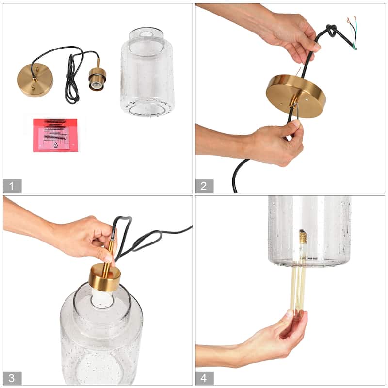 Modern 1-Light Cylinder Grey Water-Ripple Glass Kitchen Island Large Pendant Light for Dining Room - 6.5 " D × 14.5 " H