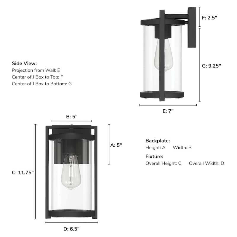 Hunter Astwood Outdoor WeatherMax Black Wall Light - Transitional, Modern - Front Porch, Patio, Garage - Corrosion Resistant!