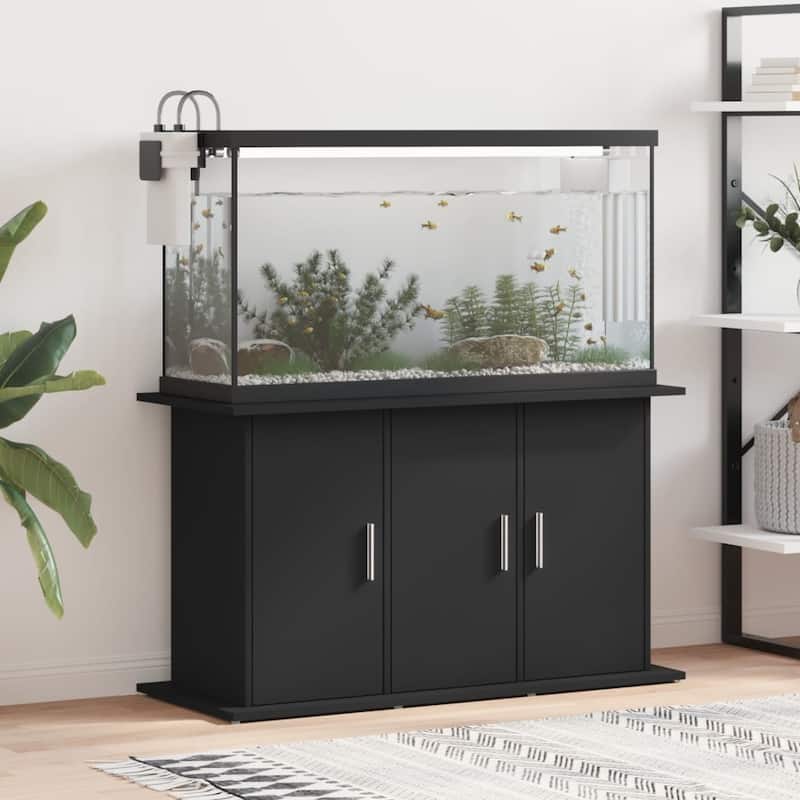 vidaXL Stylish Aquarium Stand Black Engineered wood 40 x 16.1 x 22.8 in - 16.1 x 40 x 22.8