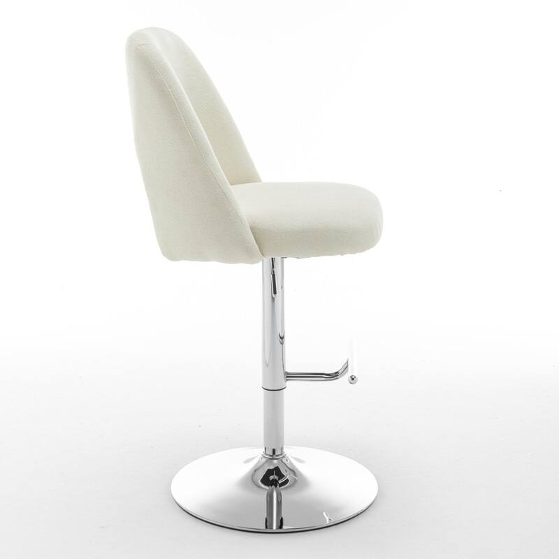 Best Quality Furniture Adjustable Textured Fabric Barstools with Chrome Finish Base (Set of 2)