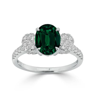 Auriya 1 5/8ct Oval-cut Emerald and Diamond Ring 3/4ctw 18K Gold