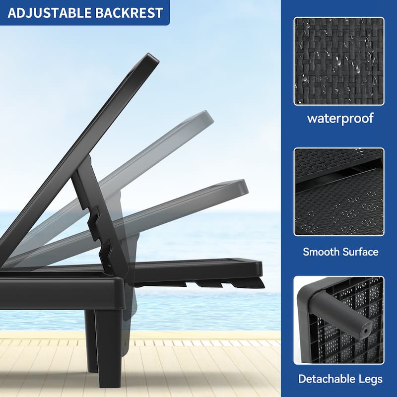 Outdoor Chaise Lounge Chairs (Set of 2) with Adjustable Backrest