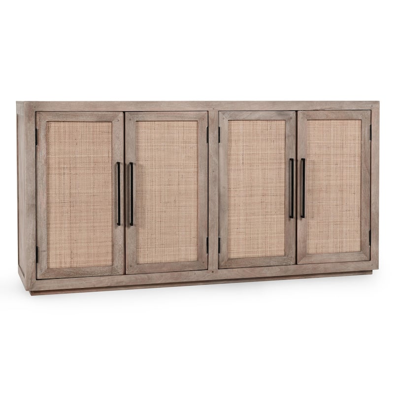 Classic Home Jensen Mango Wood and Cane Weave Buffet Sideboard